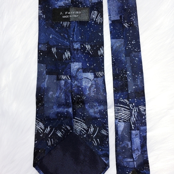 J. Ferrar Italy Blue Silver Tie 60" - Picture 3 of 3